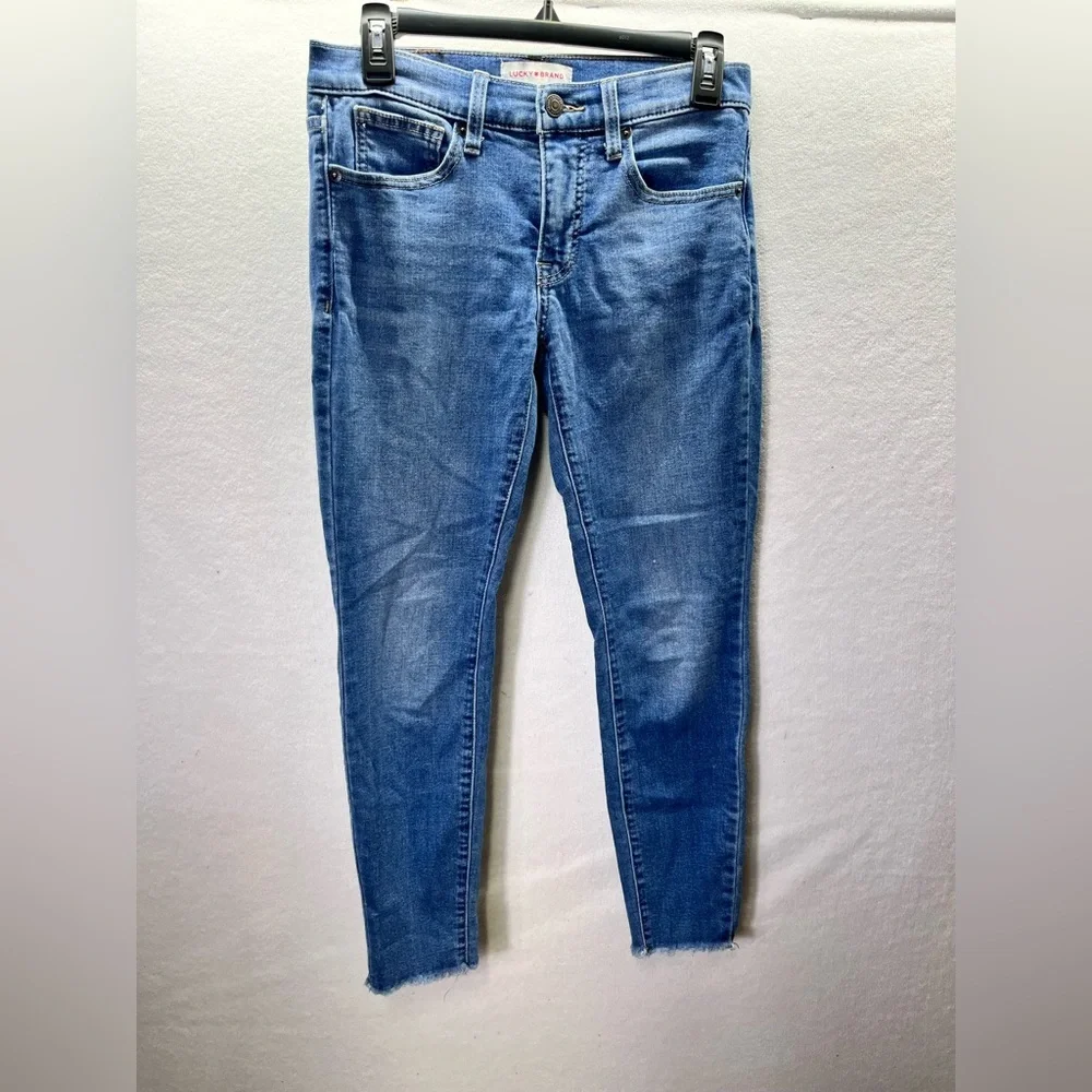 Lucky Brand Ava‎ Mid Rise Skinny Ankle Jeans Womens 4/27 Blue Denim Stretch 2460